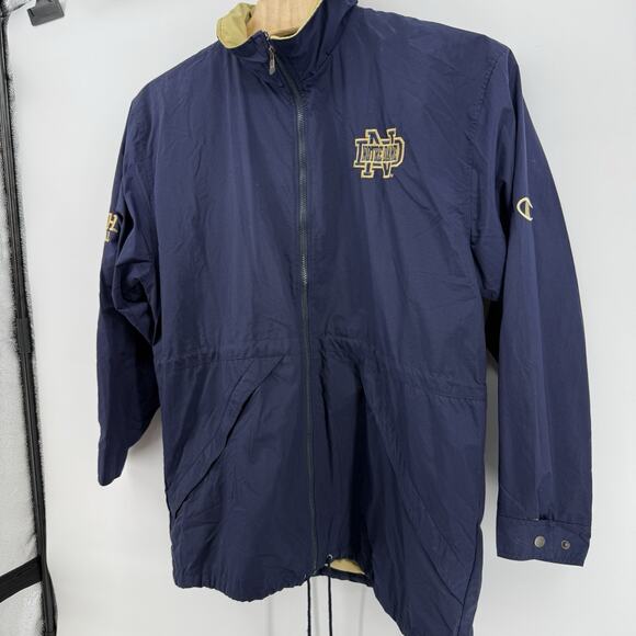 CHAMPION NOTRE DAME RARE EMBROIDERED FOOTBALL JACKET X LARGE WITH‎ HOOD - Picture 2 of 12